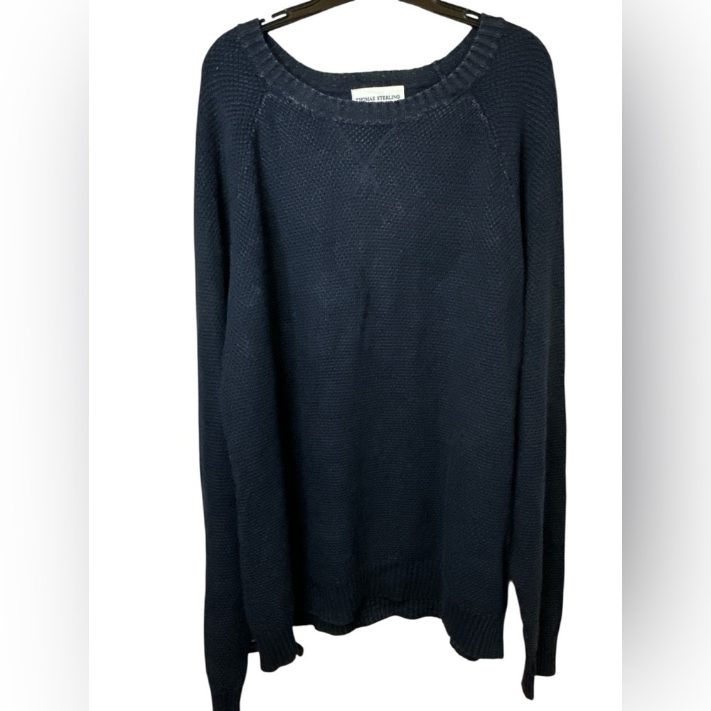 Thomas Sterling Cotton Crewneck Navy Sweater NWOT